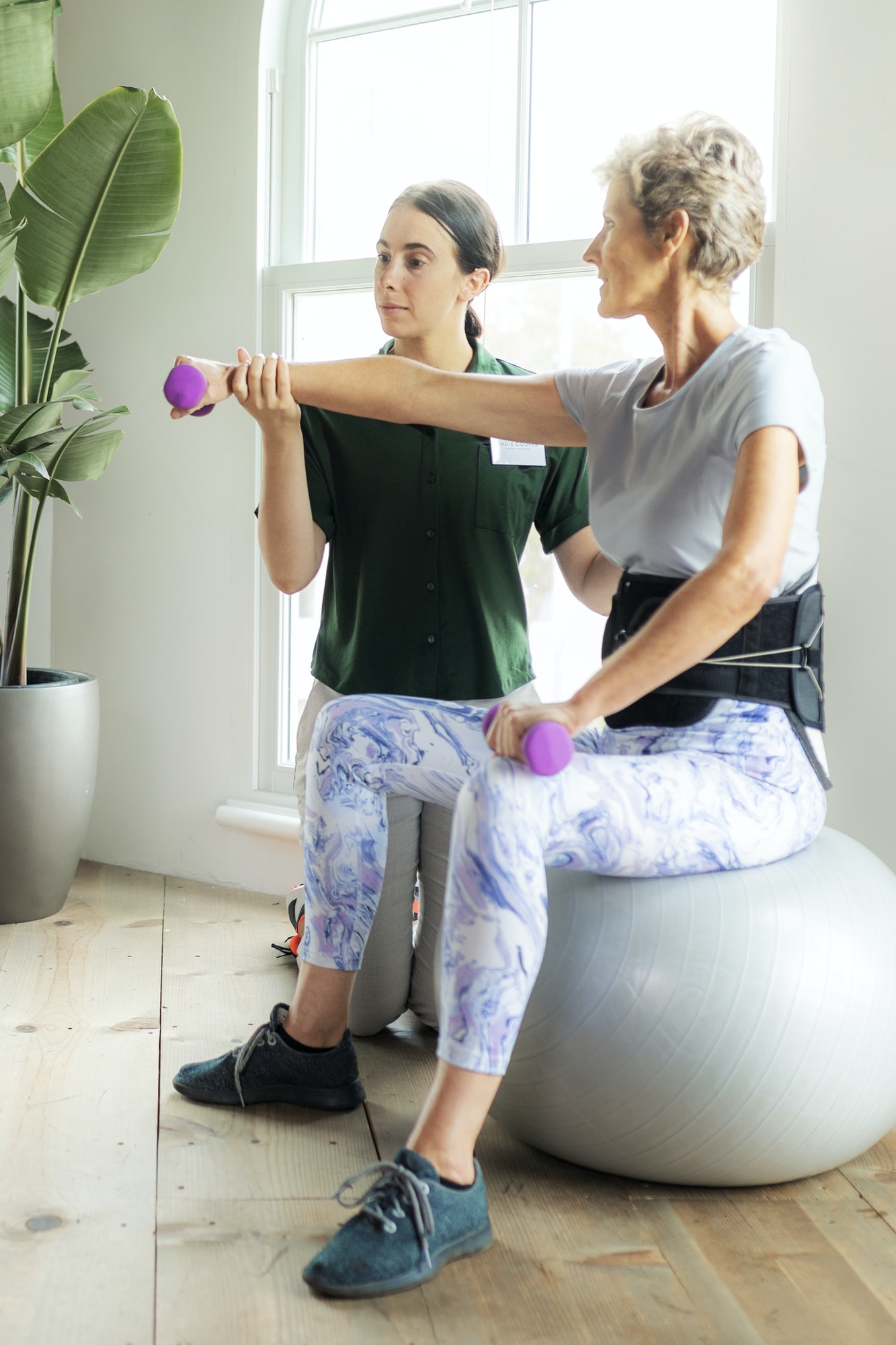 Injured woman in rehabilitation Injured woman in rehabilitation